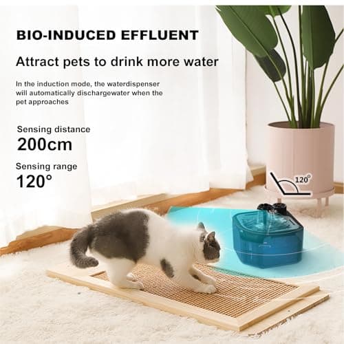 TAVADA Fontaine à Eau pour Chat 2,8L - Distributeur avec Détection de Mouvement - Idéal pour Animaux de Petite et Moyenn