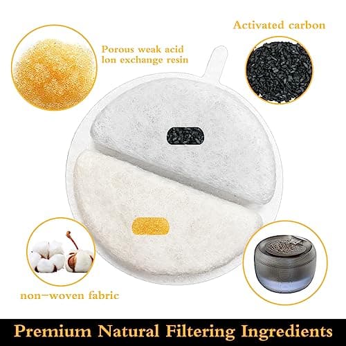 Filtres de Fontaine à Eau pour Chat + Éponges de Rechange 6 Pièces | 2,5 L Compatible F-016B | Entretien Facile pour Fon