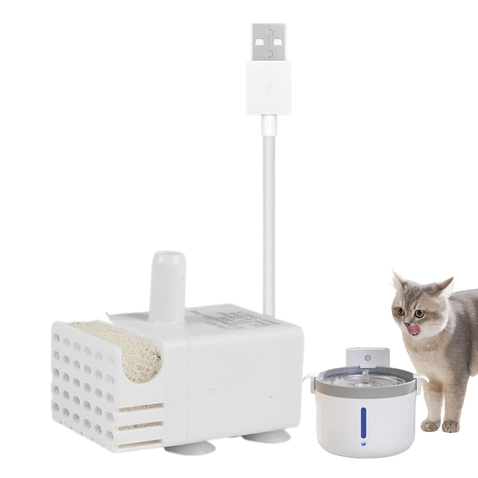 Pompe De Fontaine a Eau Chat Chien Super Silencieuse, Pompe Avec USB Pour Aquarium, Pompes De Rechange Version Réglable