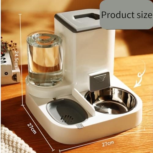 Distributeur 2 en 1 nourriture et eau chat 2,2 L + 1 L acier inoxydable