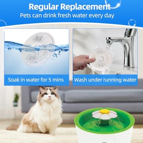 Filtres Fontaine à Eau pour Chat Charbon Actif 3L Fleur Compatible Résine Nettoyage Fourni