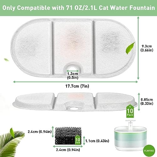 Filtre de Remplacement pour Fontaine à Chat 2,1 L PLWF002 avec Résine et Carbone Activé