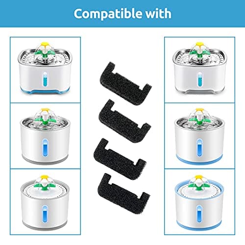 Filtre en Mousse De Remplacement Carbone pour Fontaine À Eau Chats et Chiens, 4 Pièces, Améliore la Qualité de l'Eau pou