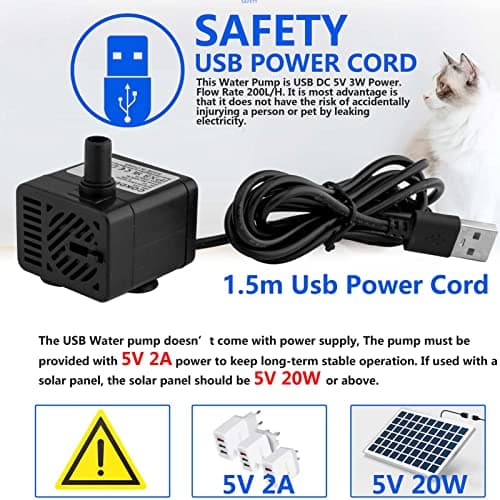Mini pompe à eau submersible USB, petite et ultra silencieuse pour animals de compagnie et aquariums, intérieur ou extér