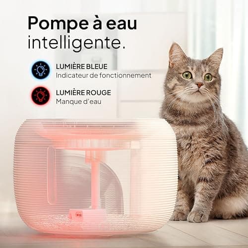 Fontaine à eau super silencieuse Pretty Paw Fontaine à Chat sans BPAavec LED et Filtre à Charbon Actif - KatzenOase Pro