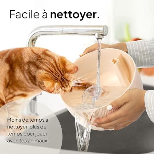 Fontaine à eau super silencieuse Pretty Paw Fontaine à Chat sans BPAavec LED et Filtre à Charbon Actif - KatzenOase Pro