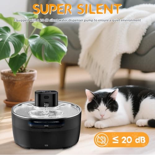 Fontaine à Eau Chat sans Fil, Batterie Rechargeable 5000mAh, Détecteur de Mouvement