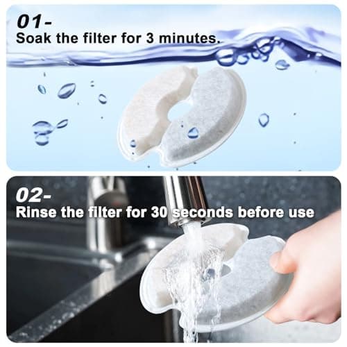 Filtres Zemiu Fontaine Eau 8 Pièces Charbon Actif, Résine Filtration Triple pour Fontaine Chat 2L |5L