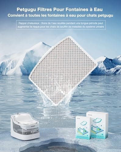PETGUGU Filtre Fontaine Eau Chat, Remplacement pf1 et pf1l, Filtration 8 Étapes, Charbon Actif, Eau Propre