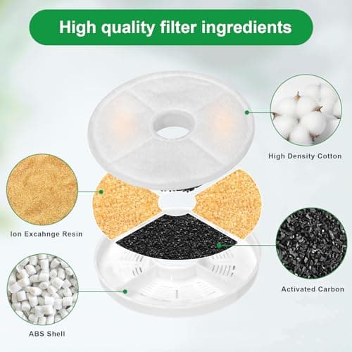 Filtre Fontaine Eau Chat 3L Triple Action Charbon Actif pour Chats et Chiens