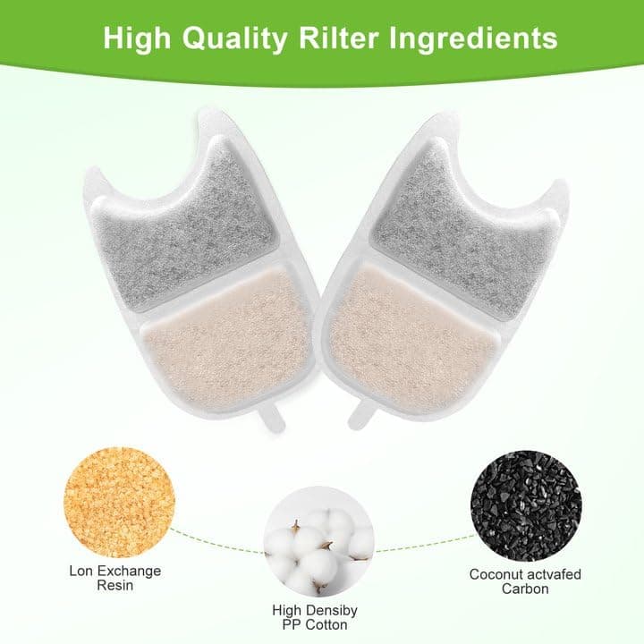 Filtres pour Fontaine à eau pour chat, Remplacement et Mousse avec Résine et Charbon Actif, 4L, sans Fil, avec Détecteur