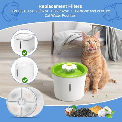 Feriva Filtres de Remplacement pour Fontaine à Eau pour Chat | Triple Action | 12 Pièces | Diamètre 14cm | Fontaine Eau