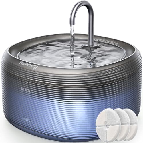Fontaine à eau pour chats FEELNEEDY 3,2L silencieuse avec LED | Distributeur d'eau rond avec robinet | 2 modèles de débi