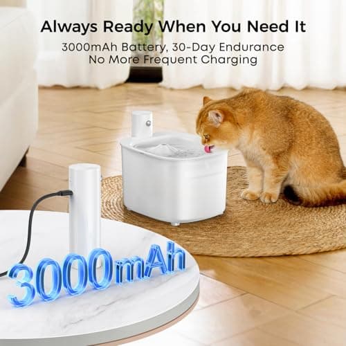 Fontaine à Eau Automatique pour Chat sans Fil - 2,6L avec Capteur de Mouvement et Batterie Réchargeable 3000mAh
