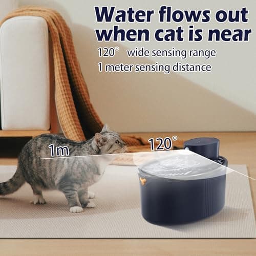Focenat Fontaine à Eau pour Chat Silencieuse 2,5L Automatique avec Détecteur de Mouvement et Filtre - Attire les Chatons