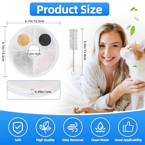 Filtres Fontaine à Eau pour Chat Charbon Actif 3L Fleur Compatible Résine Nettoyage Fourni