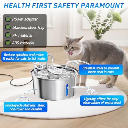 Fontaine à Eau pour Chat Acier Inoxydable Automatique Silencieuse |2L