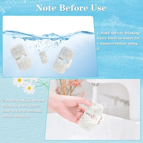 Filtre Fontaine Eau Chat PLWF105/PLWF115/PLWF005 Résine Charbon Actif 24PCS Noir Éponge Mousse Compatible Filtre Fontain