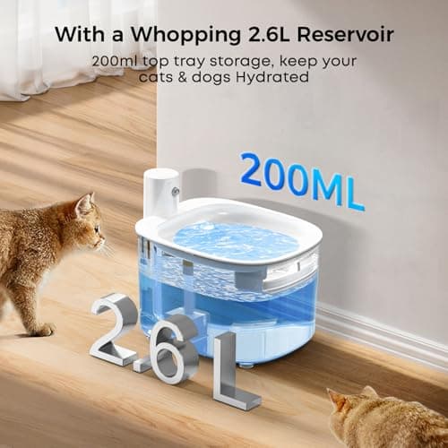 Fontaine à Eau Automatique pour Chat sans Fil - 2,6L avec Capteur de Mouvement et Batterie Réchargeable 3000mAh