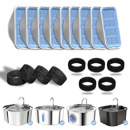 PEKTACO Filtres de Fontaine à Eau pour Chat - Propriétaires de Chats - Pack de 9 Filtres Éponges Pré-filtrage 3,2 L 108