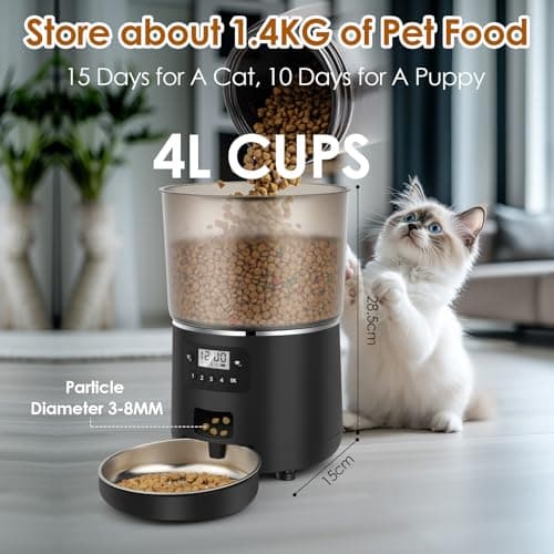 Distributeur Croquettes Chat Automatique Apritsce 4L Gamelle Chat Automatique Minuterie Programmable 1-4 Repas Jour Dist