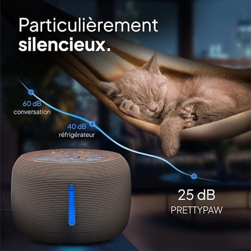 Fontaine à eau super silencieuse Pretty Paw Fontaine à Chat sans BPAavec LED et Filtre à Charbon Actif - KatzenOase Pro