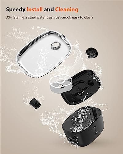 Fontaine à eau pour chat en inoxydable | Silencieuse | |5L | Filtres inclus | Facile à nettoyer | Noir