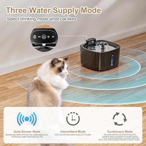 TOPPLEE Fontaine à Eau Chat Grande Capacité Détecteur de Mouvement Rechargeable Filtrage Multi-Niveaux