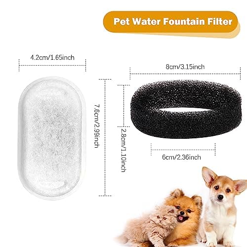 Filtre à charbon MXTIMWAN PLWF003 pour fontaine à eau de chat, avec étage de filtration charcoal 8 pièces et éponge en m