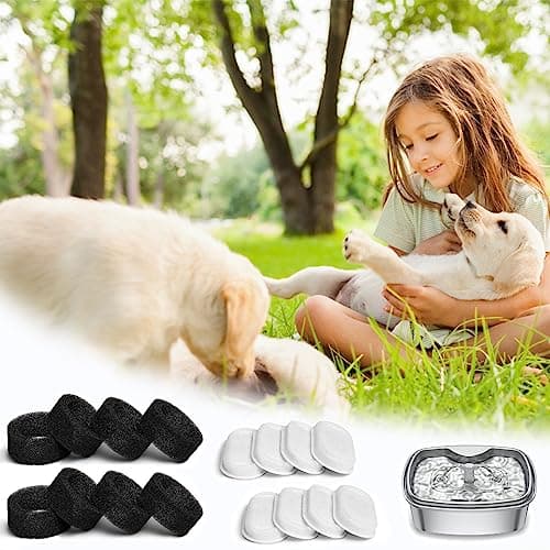 Filtre à charbon MXTIMWAN PLWF003 pour fontaine à eau de chat, avec étage de filtration charcoal 8 pièces et éponge en m