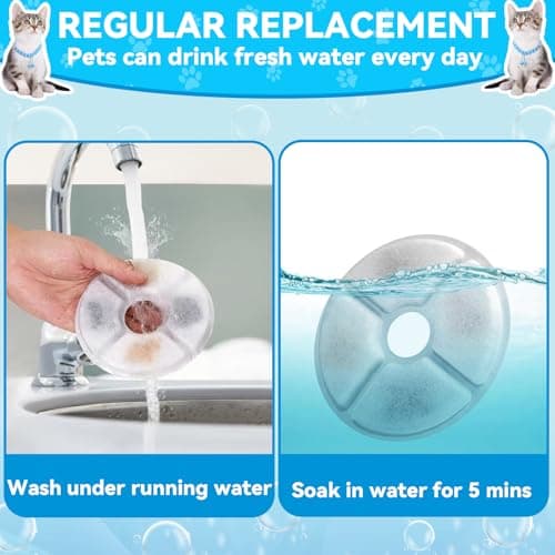 Filtre Fontaine Eau Chat 12 Pièces 2L & |5L, Triple Filtration Charbon Actif & Résine