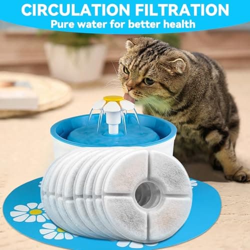 Filtre Fontaine Eau Chat 12 Pièces 2L & |5L, Triple Filtration Charbon Actif & Résine