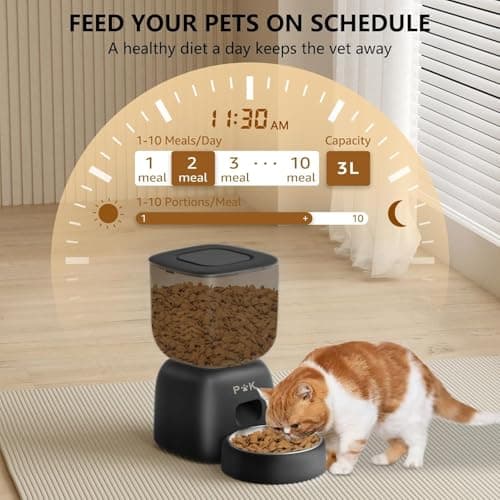 PUPPY KITTY Distributeur Croquettes Chat WiFi Connecté Enregistrement Vocal, Bols en Acier Inoxydable, Répétitions Jour,