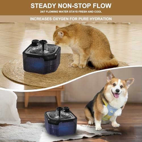 TAVADA Fontaine à Eau pour Chat 2,8L - Distributeur avec Détection de Mouvement - Idéal pour Animaux de Petite et Moyenn