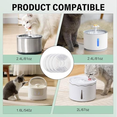 Filtre Fontaine Chat 8pcs Résine et Charbon Actif | Filtres de Rechange Pour Eau Propre et Saine à Domicile | Filtre Abs