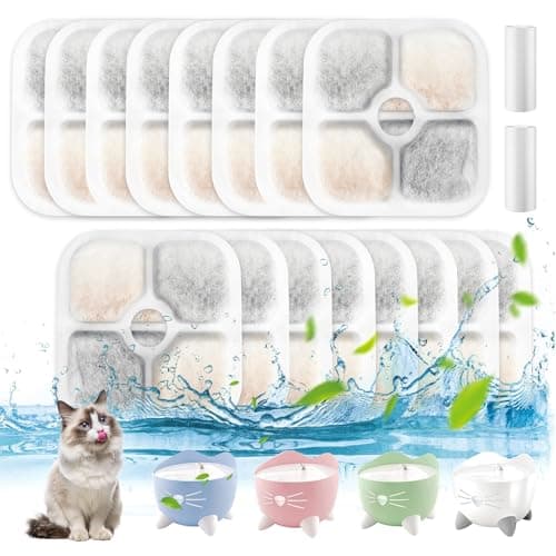 Filtre Fontaine Eau Chat 16 pcs avec Résine Et Charbon Actif