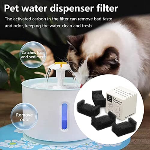 Filtre en Mousse De Remplacement Carbone pour Fontaine À Eau Chats et Chiens, 4 Pièces, Améliore la Qualité de l'Eau pou
