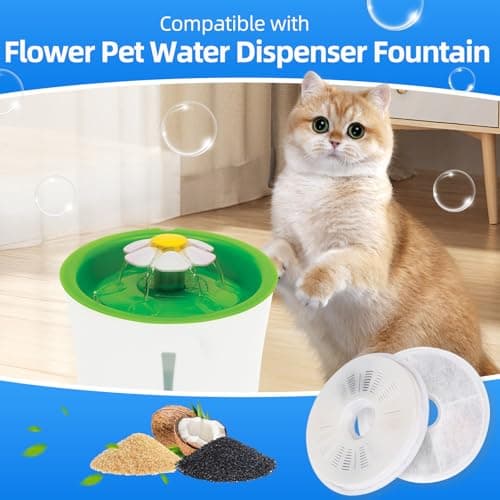 Filtres Fontaine à Eau pour Chat Charbon Actif 3L Fleur Compatible Résine Nettoyage Fourni