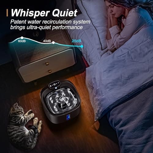 TOPPLEE Fontaine à Eau Chat Grande Capacité Détecteur de Mouvement Rechargeable Filtrage Multi-Niveaux