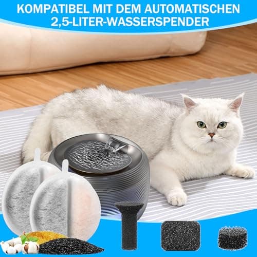 Filtres ATSGJLZN pour fontaine à eau de 2,5 L + Tri-filtration + Charbon actif + Éponge + Multifonctionnels + Eau fraich