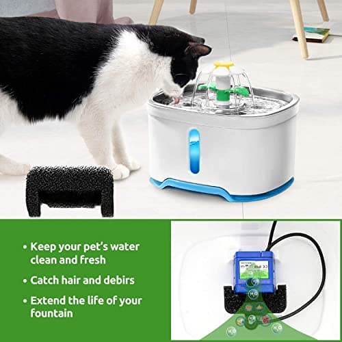 MEISO Filtre Fontaine à Eau pour Chat en Éponge - 8 Pièces Fourniture Eau Potable Propre pour Animal de Compagnie de Cha