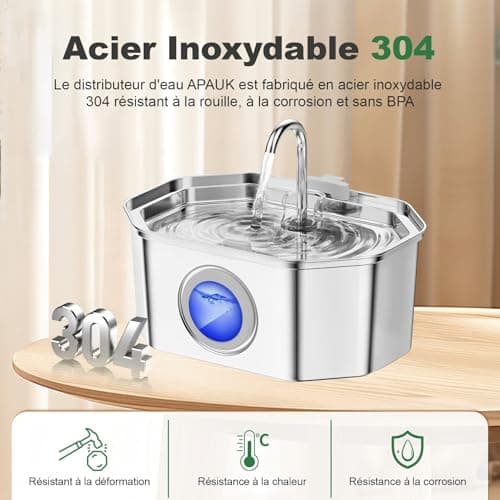 Fontaine à Eau Chat INOX |2L | Filtration multiple facile à nettoyer | Éponges et filtres inclus | Système silencieux av