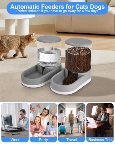 Distributeur Automatique de Nourriture et d'eau pour Chat et Chien (2 Unités |8 L) - Pour Petits et Grands Chiens, Chats