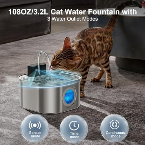 Fontaine à Eau sans Fil pour Chat: |2L avec Détecteur de Mouvement et Filtre à Charbon Actif