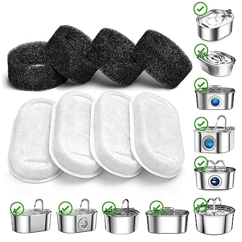 Filtres de Fontaine a Eau Chat SOOFPET 4PCS, Triple Filtration, Convient pour Chat, Remplacement tous les 2-4 Mois, S2