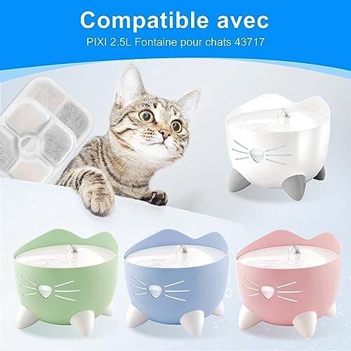 MyfatBoss 8 pièces 43721 Filtre Fontaine Eau Chat Triple Système, pour Chat, avec Résine Et Charbon Actif