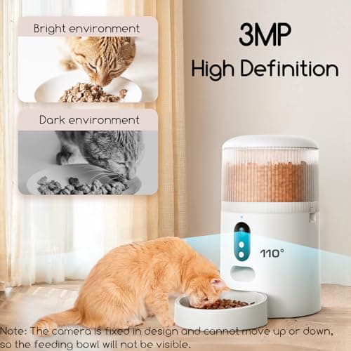 Faroro Distributeur Croquettes Chat Automatique, Caméra HD 3MP Vision Nocturne, 5G WiFi Mangeoire Audio Bidirectionnel A