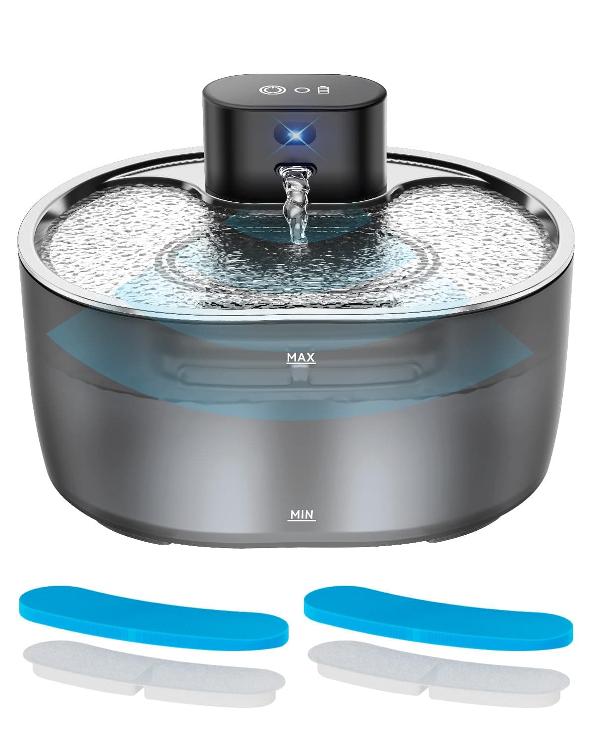 Fontaine à eau sans fil Fontaine a Eau Chat |2L Batterie Rechargeable 5000mAh Silencieuse pour PatronsAdultes avec Détec