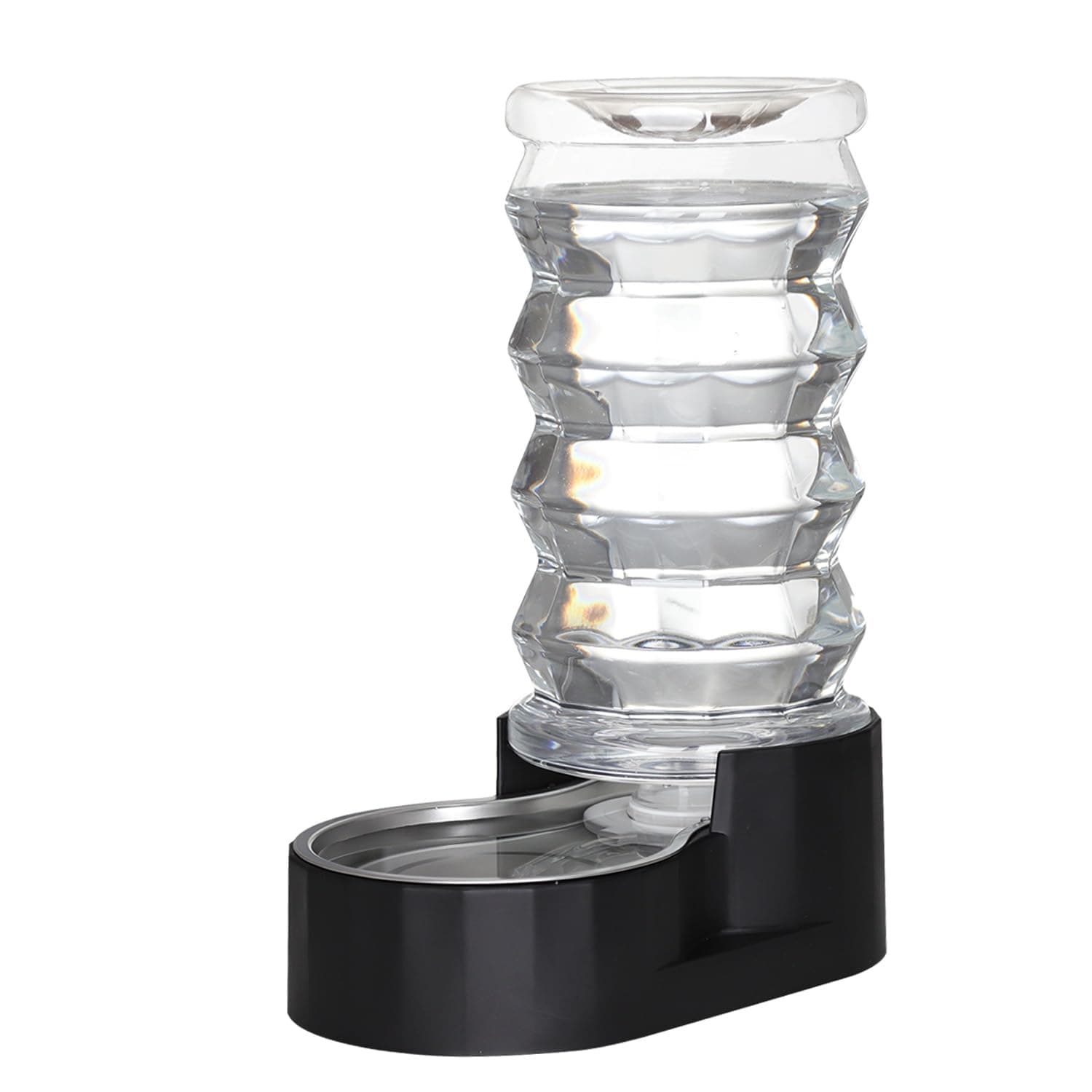 Sfozstra Lagre Distributeur d'eau automatique pour chien en acier inoxydable Noir 8 l Idéal pour les animaux de compagni