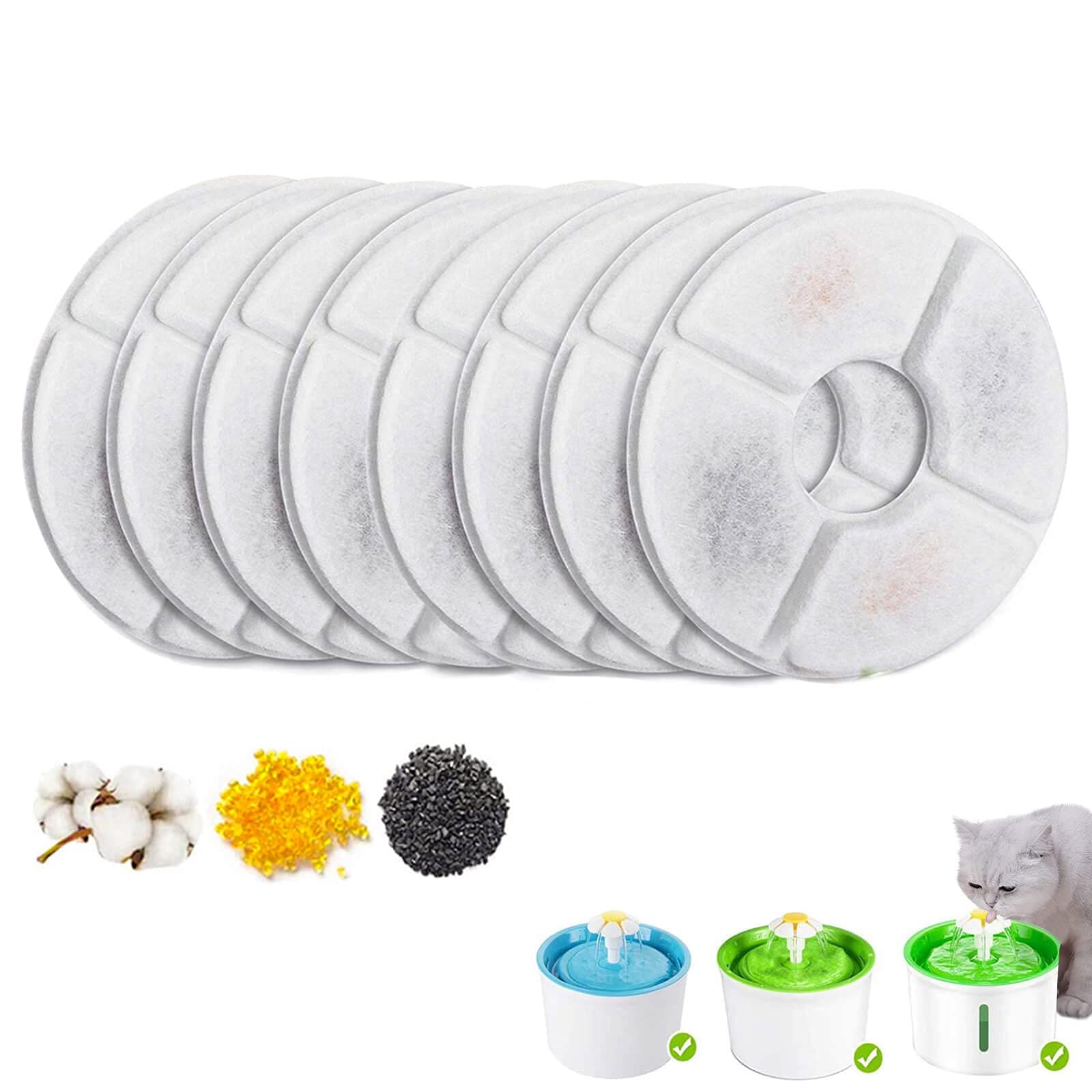 BONBELONG Filtration Pour Fontaine à Eau pour Chat - Filigrane et Actif Charbon Pour Animal de Compagnie - Lot de 8 Filt